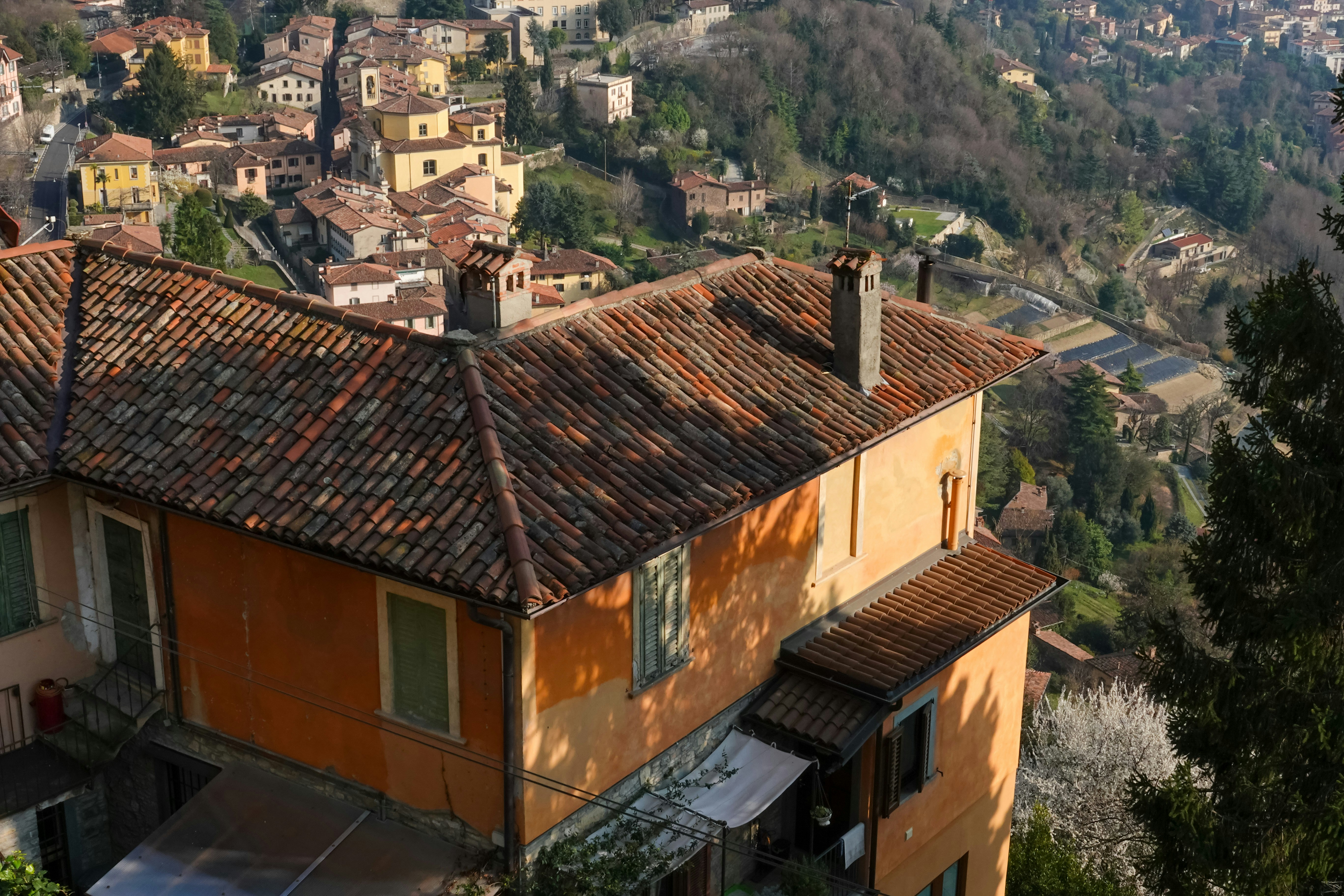 the roof of house in upper city in bergamo
