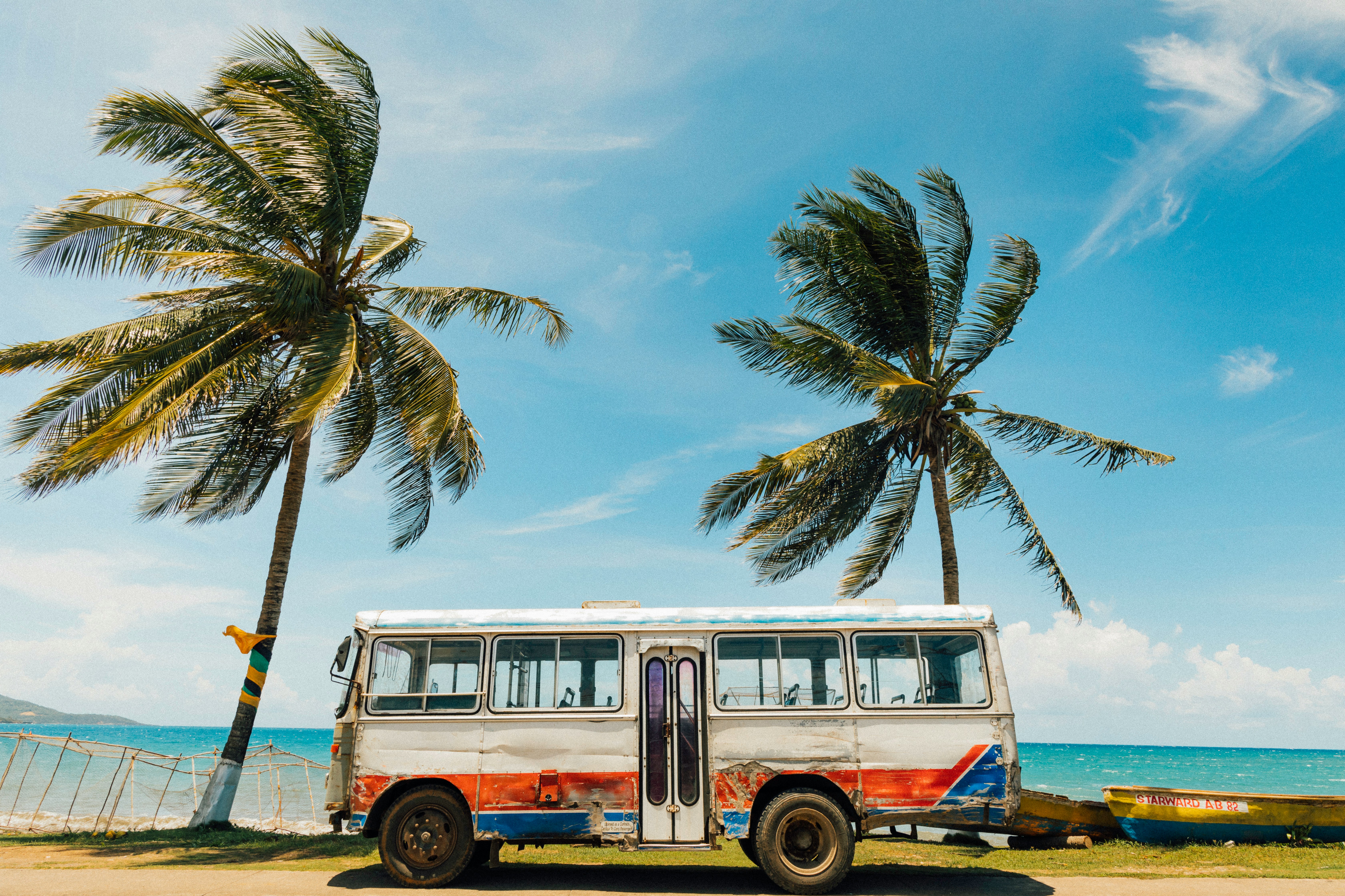 jamaica auto en palmbomen