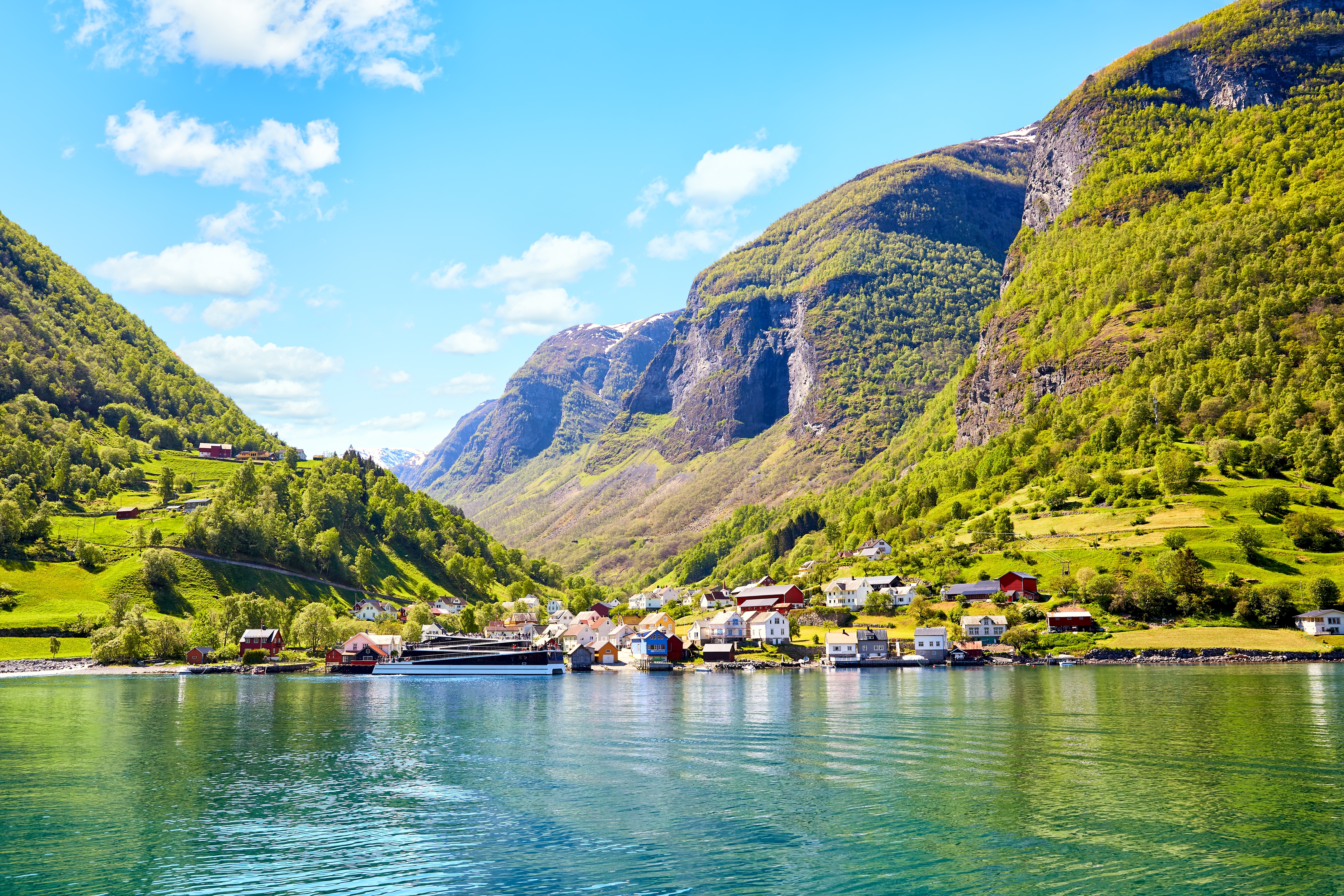 small village undredal near flam flam aurlandsfjord part of sognefjord norway
