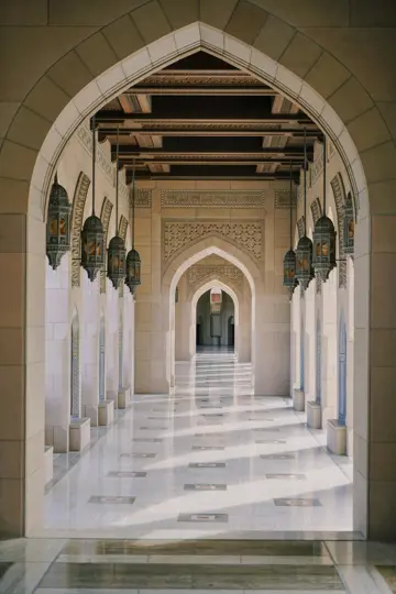 eastern hallway of sultan qaboos grand mosque muscat sultanate of oman